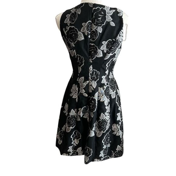 Prabal Gurung Black Floral Jacquard Flare Dress Size 8 - Picture 7 of 9